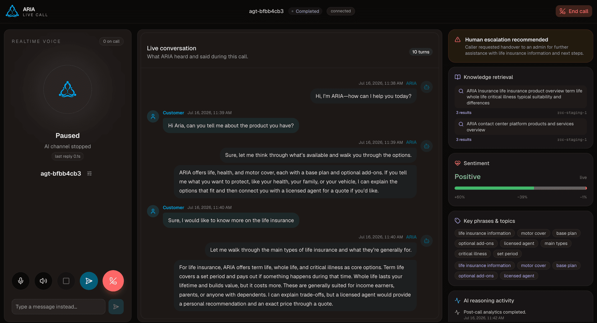 ARIA Call Page