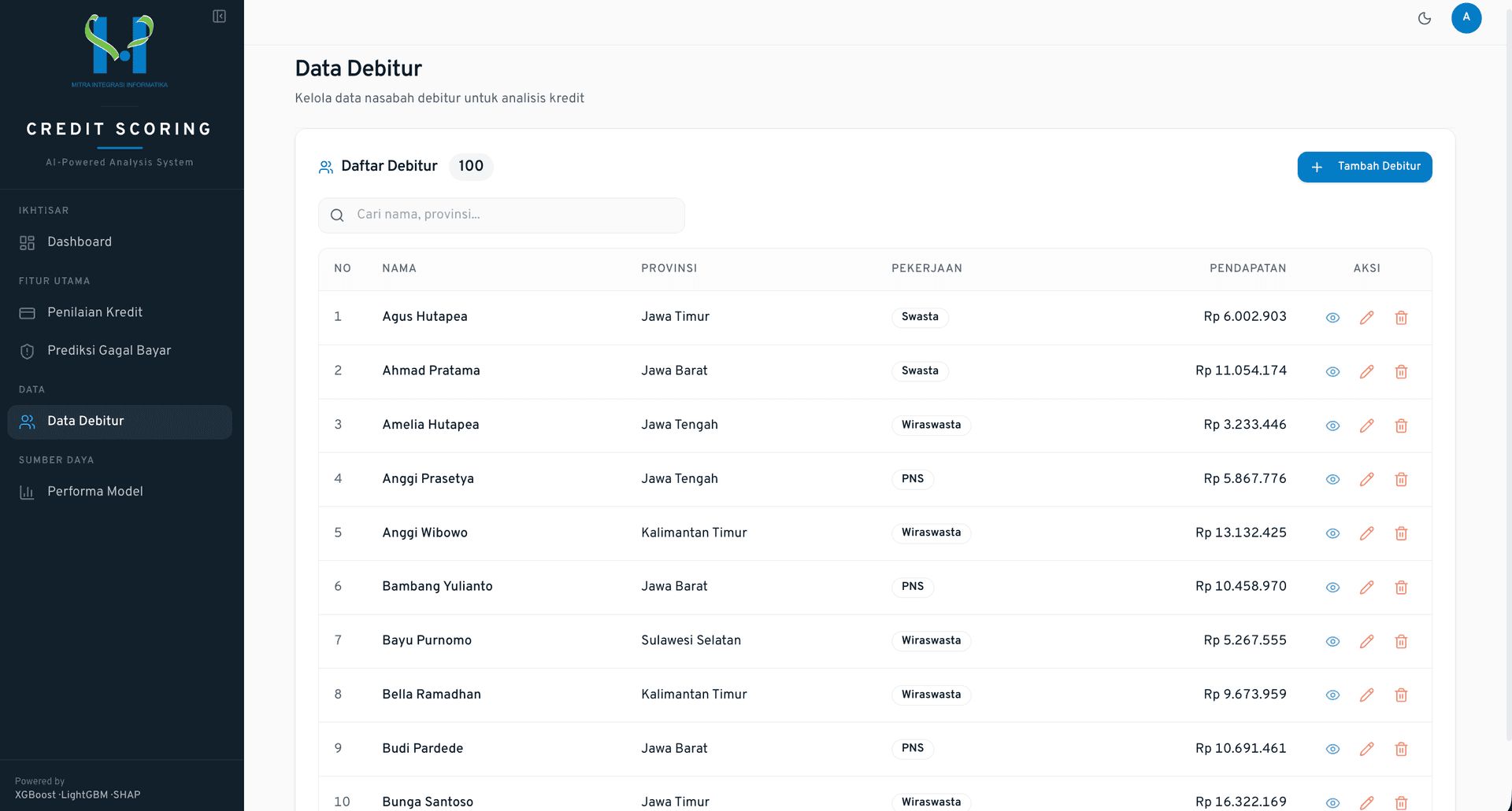Debtor Data